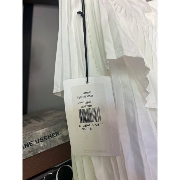 AMUR Ophelia Pleated Taffeta Maxi Skirt White Womens Size 8 - Picture 11 of 12